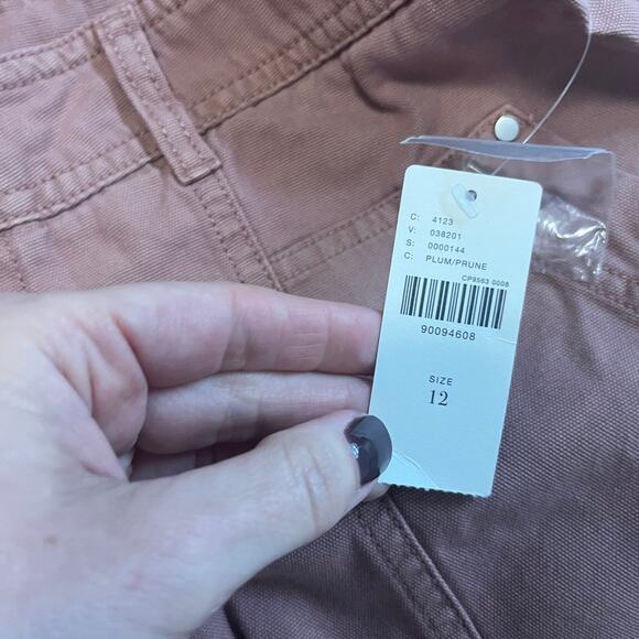 NEW By Anthropologie Plum Wide Leg Cargo Pants Size 12 - Picture 3 of 7